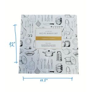 Letter-Size Recipe Binder Set - Culinary Crockery with Dividers &Paper - NEW